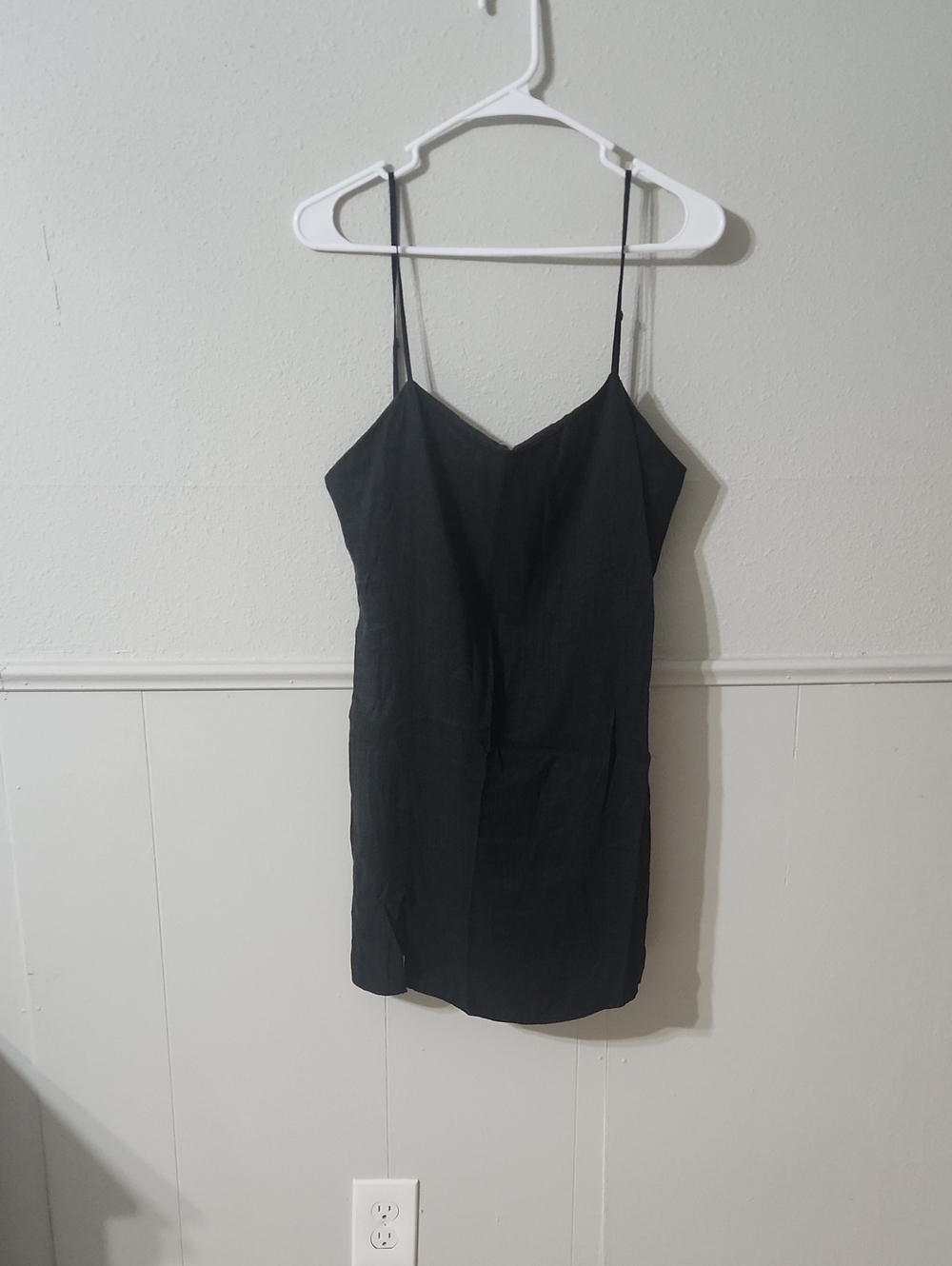 Zara Black Spaghetti-Strap Mini Slip Dress